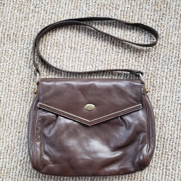Vintage Etienne Aigner Brown Leather Handbag Purse - Picture 1 of 13
